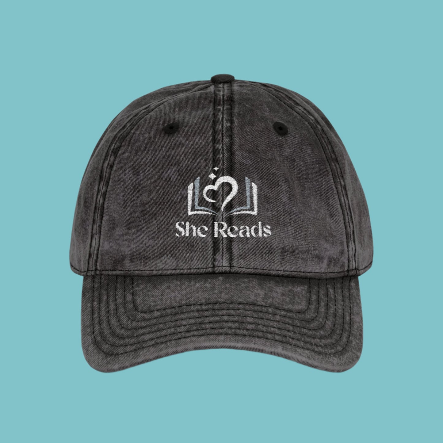 She Reads Vintage Embroidered Hat