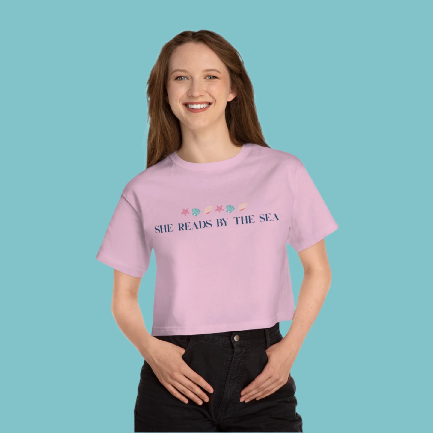 She Reads by The Sea - cropped t-shirt