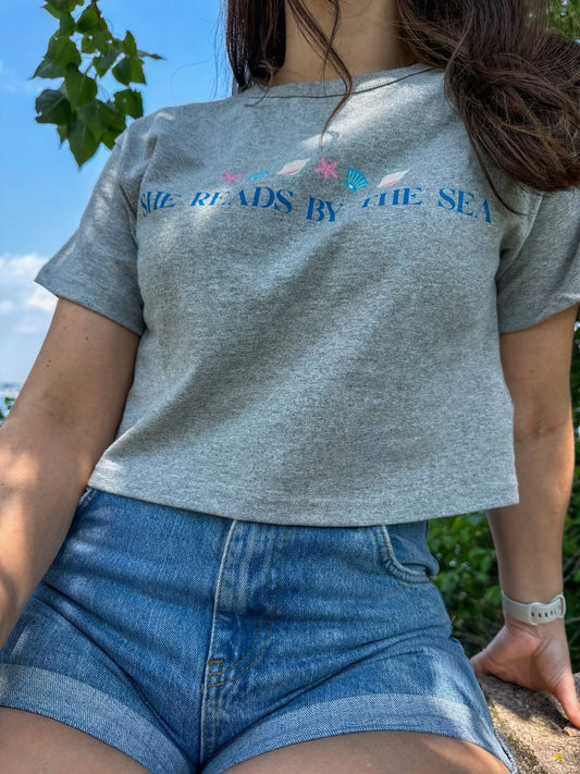 She Reads by The Sea - cropped t-shirt