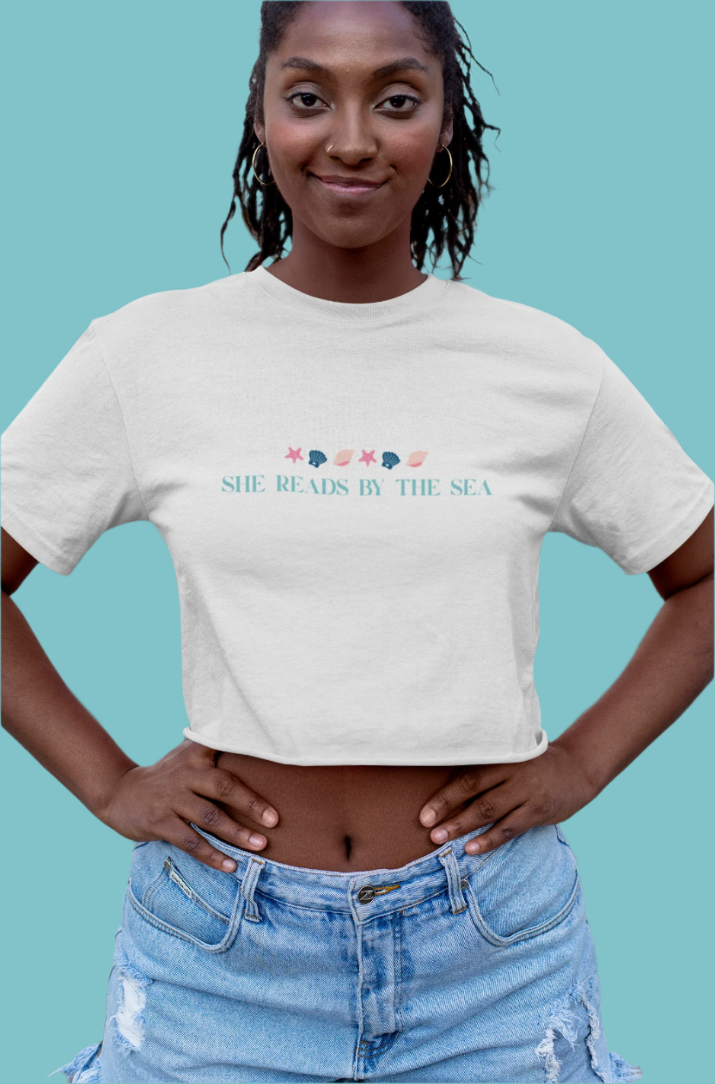She Reads by The Sea - cropped t-shirt