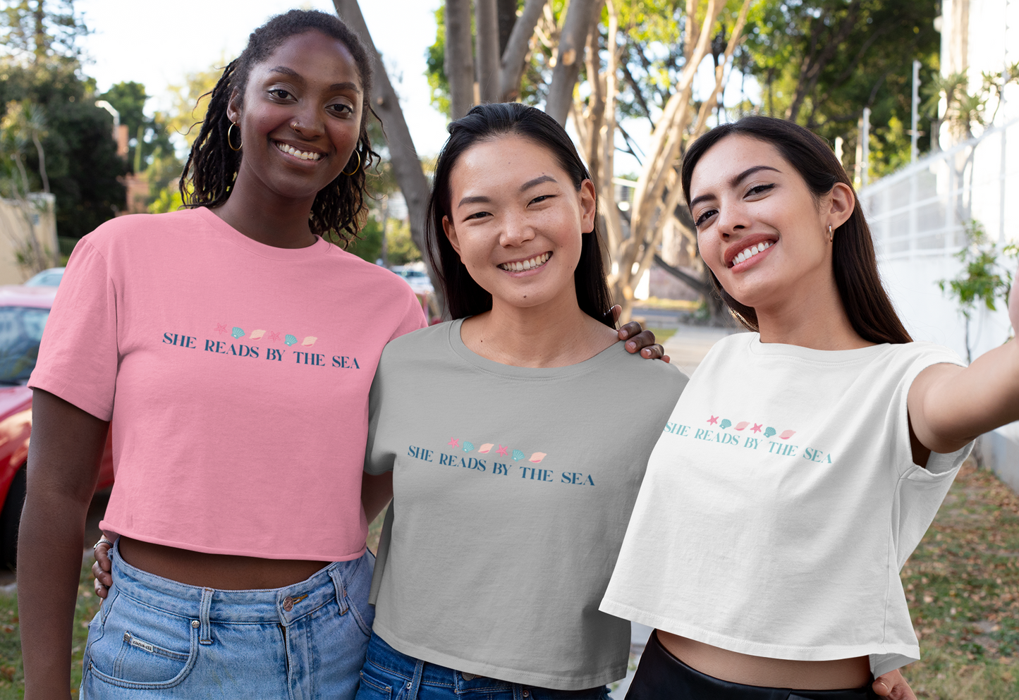 She Reads by The Sea - cropped t-shirt